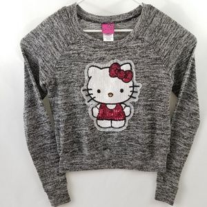 Hello Kitty Sanrio Black & Gray Sequin Sweater Top